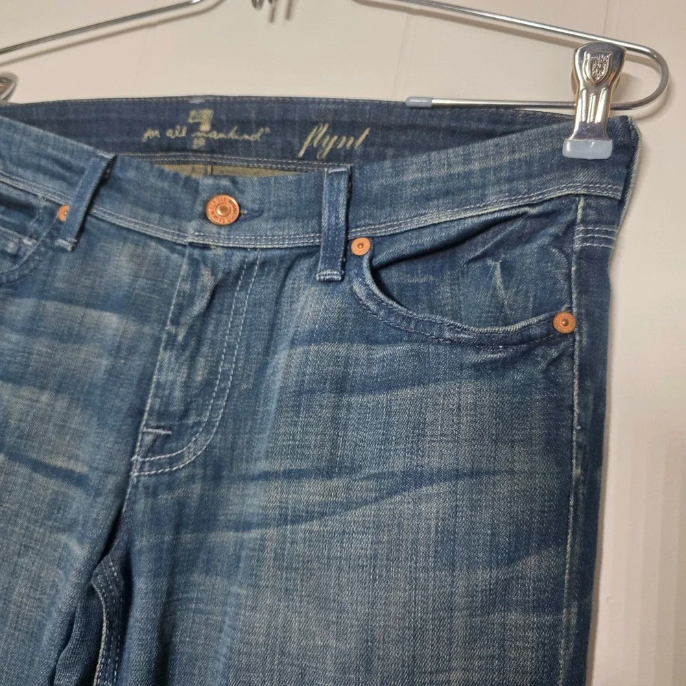 7 For All‎ Mankind Flynt Bootcut Jeans Dark Wash Embroidered Pockets Size 28